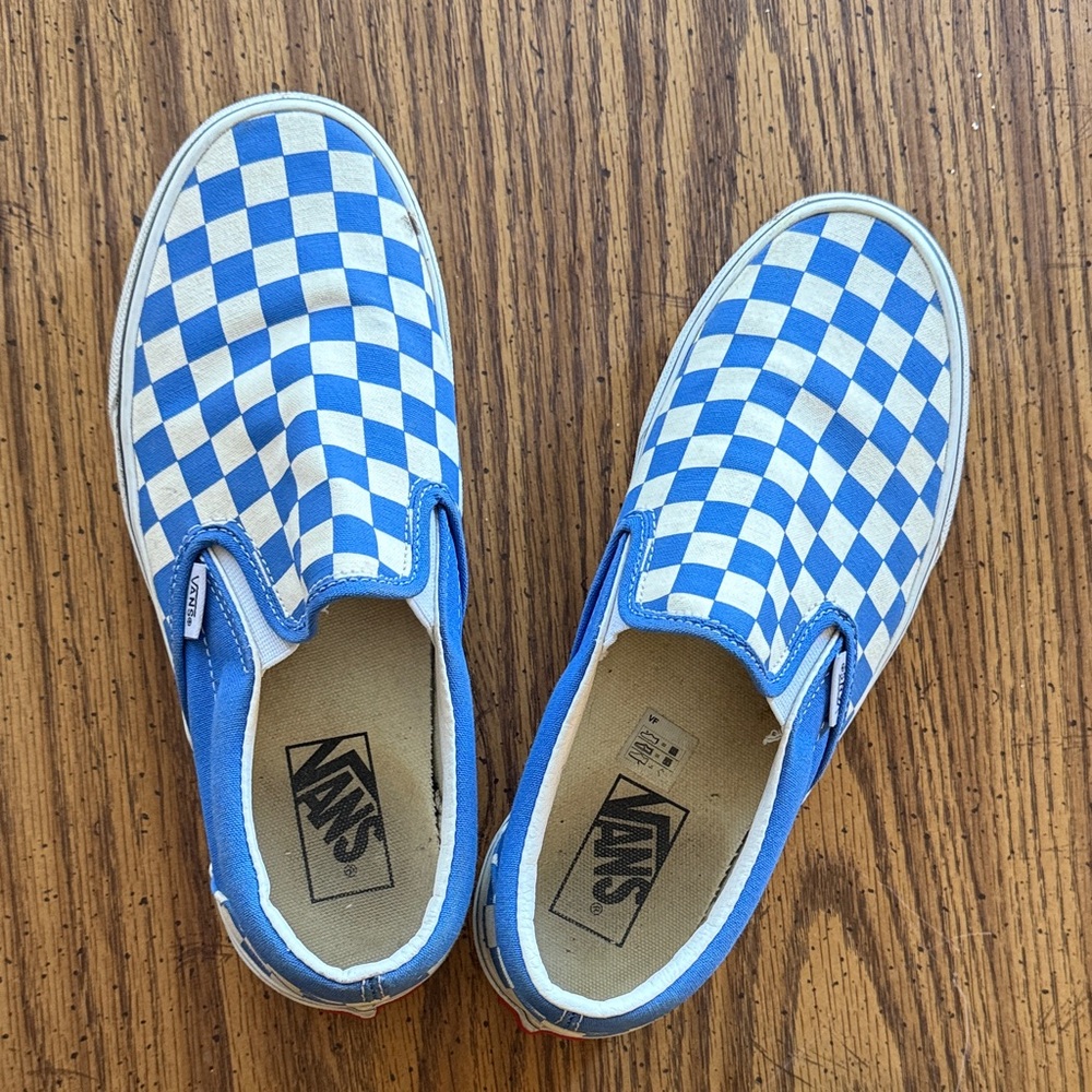 Vans Blue Checkered Slip-On Shoes